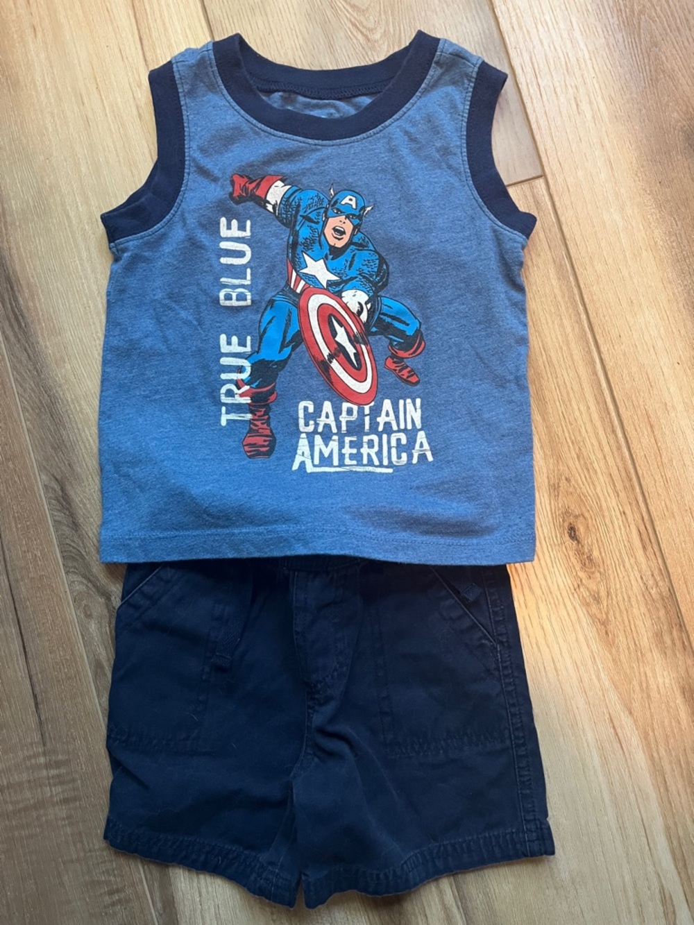 Old Navy Blue Captain America Tank & Navy Shorts Set